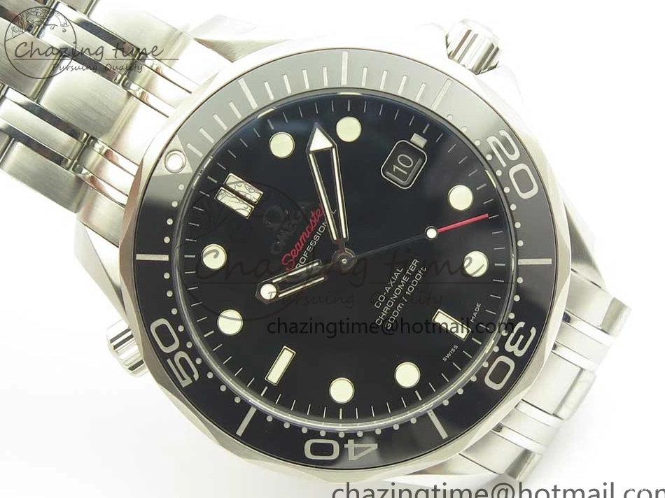 0120 WaterResistant Seamaster 300M SS MKS V3 1:1 Best Edition Black Dial Black Ceramic Bezel on SS Bracelet A 7981
